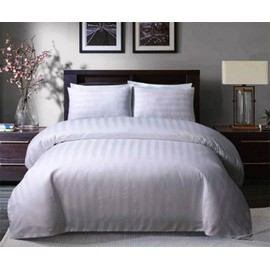 Bedtime Comforts Ltd SATIN STRIPE LUXURY 6' SUPER KING SIZE DUVET QUILT COVER + PILLOW CASES (Hotel Quality) OVER 20 COLOURS 300TC
