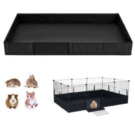 RIBEED Guinea Pig Cage Liner with One-Hand Hook and Open Door Design, 48" L x 24" W, Waterproof Washable Tarpaulin Bottom, for C&C Grid, Rabbit Hedgehog Habitat Liner, Black