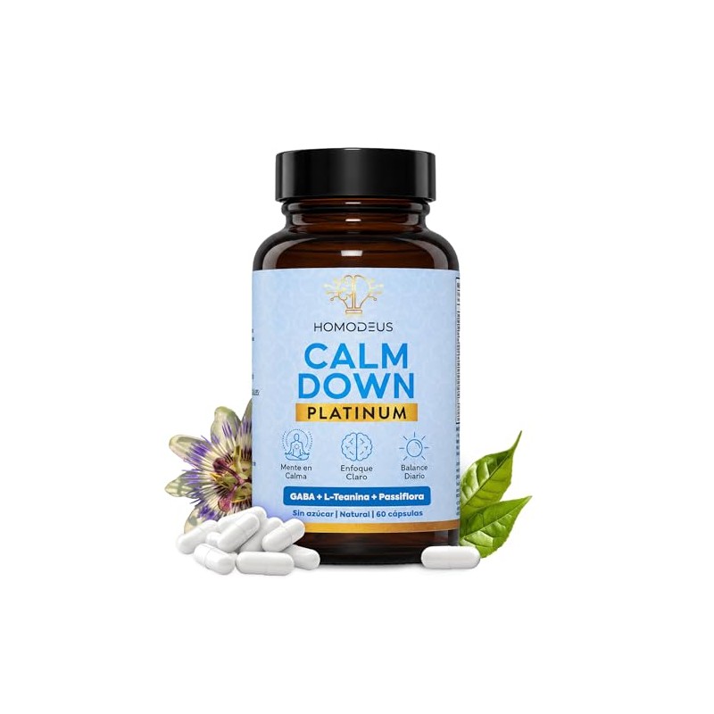 Relajación con GABA L-Teanina 5HTP Passiflora 60 Cápsulas Homodeus