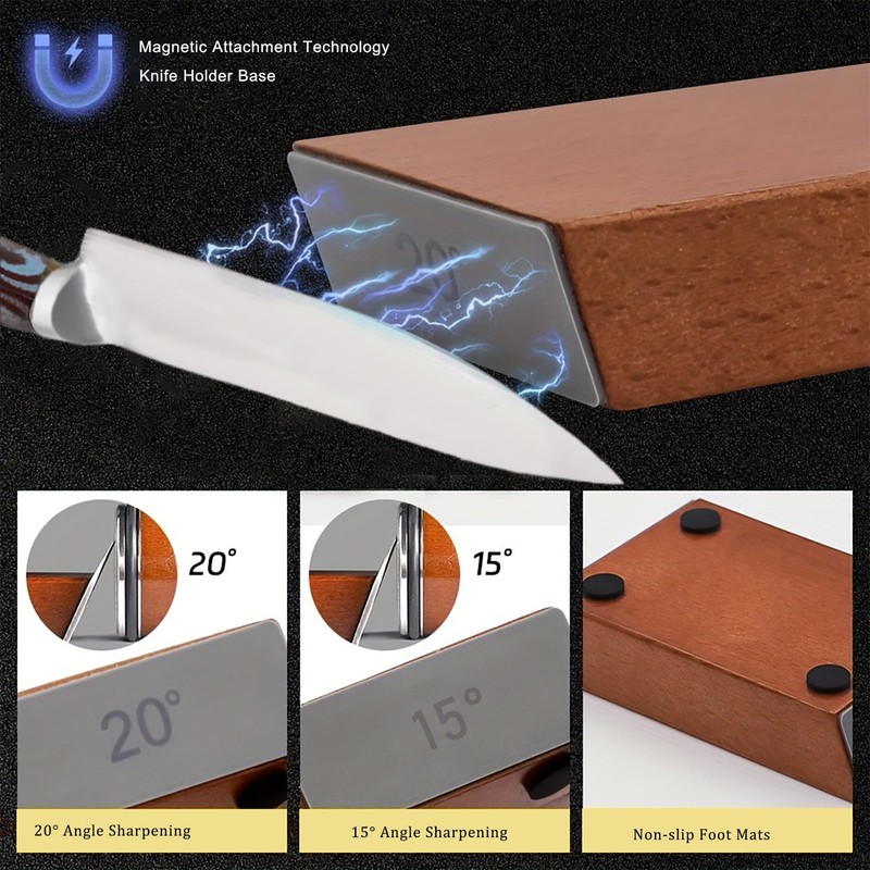 BomCot Rolling Knife Sharpener Kit, Diamond and Ceramic Discs Roller