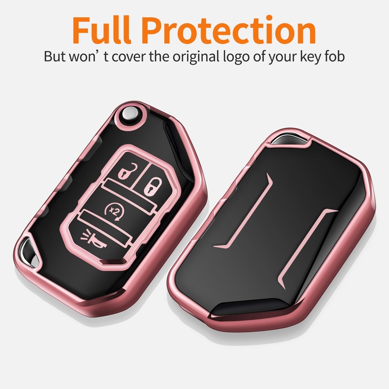 Sindeda Jeep Key Fob Cover with Keychain Soft Full Protection