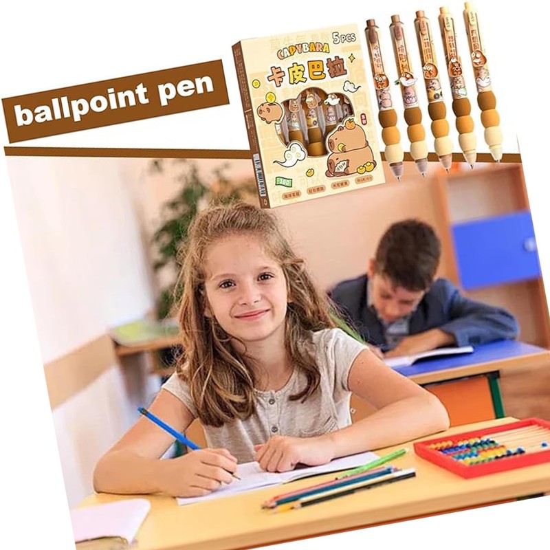 WEZCHUGHAOL Capybara Ballpoint Pens, Cute Erasable Ink Pens, 0.5mm Fine