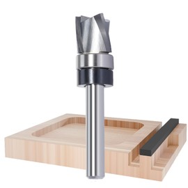 Solid Carbide Spiral Flush Trim Router Bits, 3-Flutes Down Cut Clearing & Pattern Router Bit, Top Bearing Template Router Bit for Wood Flush Trimming, Mortising (1/4 Inch Shank,1/2”x1/2”)