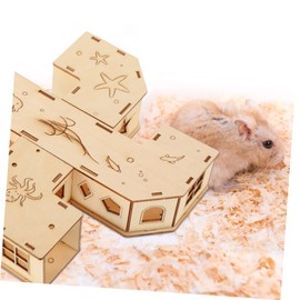 Gatuida Wooden Hamster Tunnel Maze Pet Labyrinth for Small Animals Encourages Exercise Relieves Boredom Hamster House Decorative Plaything Smooth Edges for