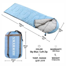 Blue Sleeping Bags for Adults Backpacking Lightweight Waterproof- Cold Weather Sleeping Bag for Warm Camping Hiking Outdoor Travel Hunting with Camping Sleeping Bag (Blue1, 86 x 31.5inches)