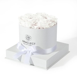 Graclect Flowers for Delivery Prime - Rosas preservadas en una caja - Flores eternas, rosas inmortales, regalos de cumpleaños de rosa eterna para ella, para mamá, rosa blanca