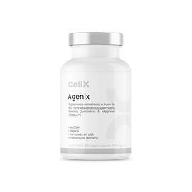 CellX | Agenix | Fórmula Anti-Edad con Resveratrol (200mg), Nicotinamida Ribósido (NR) NAD+ (200mg), Fisetina (30mg), Quercetina (150mg), Glucorafanina TrueBroc, Magnesio, Selenio y BioPerine® | 60 Cápsulas Veganas