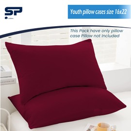 Youth Toddler Travel Pillow case Set of 2, Small Pillow case Cover 100% Egyptian Cotton Decorative Mini Pillow case 500 TC Pillow case with Zipper Closure Toddler 16X22 Inch Burgundy