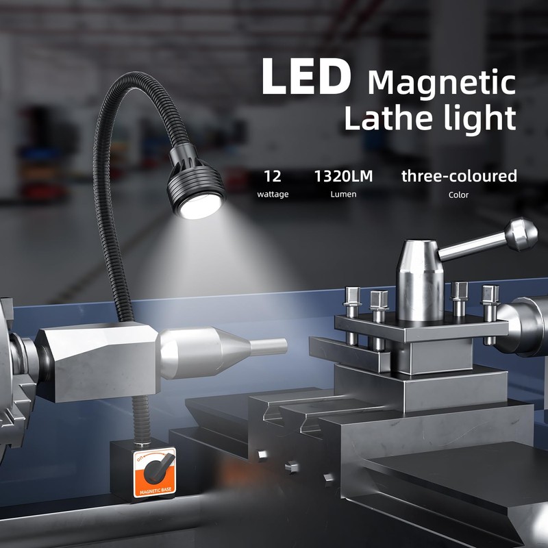 Magnetic Work Light,Three-ColorTemperature,1320 Lumen 120v FlexibleGooseneck Work Light with Adjustable