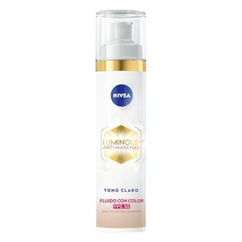 NIVEA Luminous 630 Fluido con Color 3 en 1 Tono Claro (40 ml) - Enriquecido con Ácido Hialurónico y Vitamina E para una Piel Luminosa sin Manchas por Edad, Solares u Hormonales