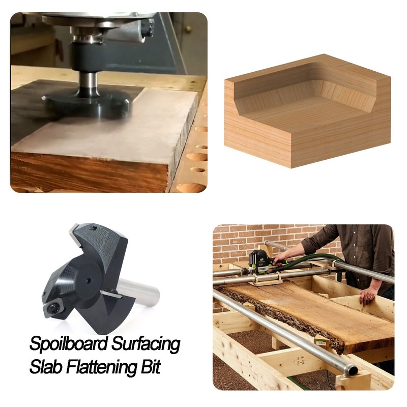 CNC Spoilboard Surfacing Router Bit 1/4 Shank, 3-Wings, 1-1/2” Cut