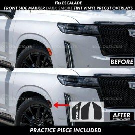Deliciousticker For Escalade 2021-2024 Front Side Markers Decals SMOKE Overlay Tint Vinyl Precut