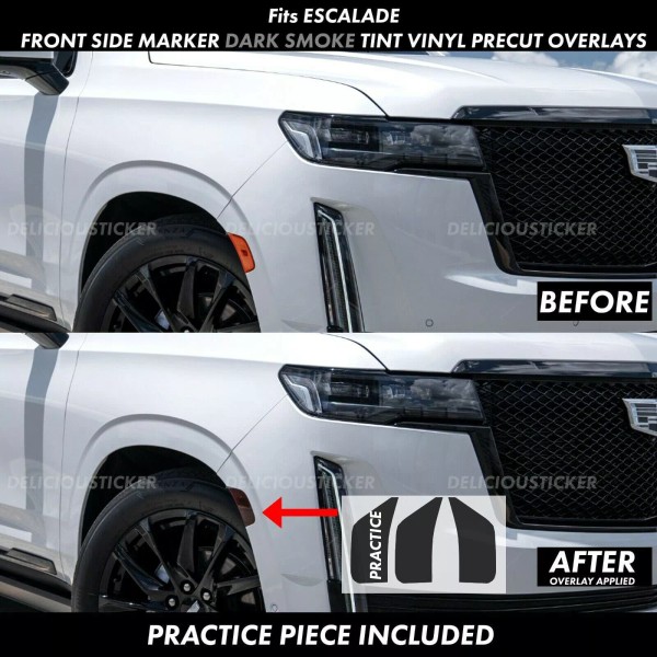 Deliciousticker For Escalade 2021-2024 Front Side Markers Decals SMOKE Overlay