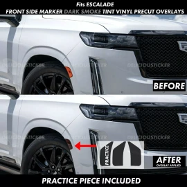 Deliciousticker For Escalade 2021-2024 Front Side Markers Decals SMOKE Overlay Tint Vinyl Precut