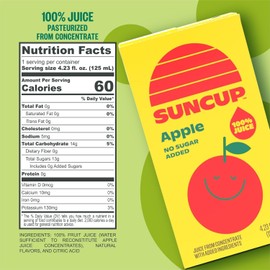 SunCup Juice - Apple Juice (40 Pack) 4.23 oz Juice Box with Straw | No Sugar Added, Organic Apple Blend for Kids, Bulk Pack for School Lunches, Snacks, or Travel