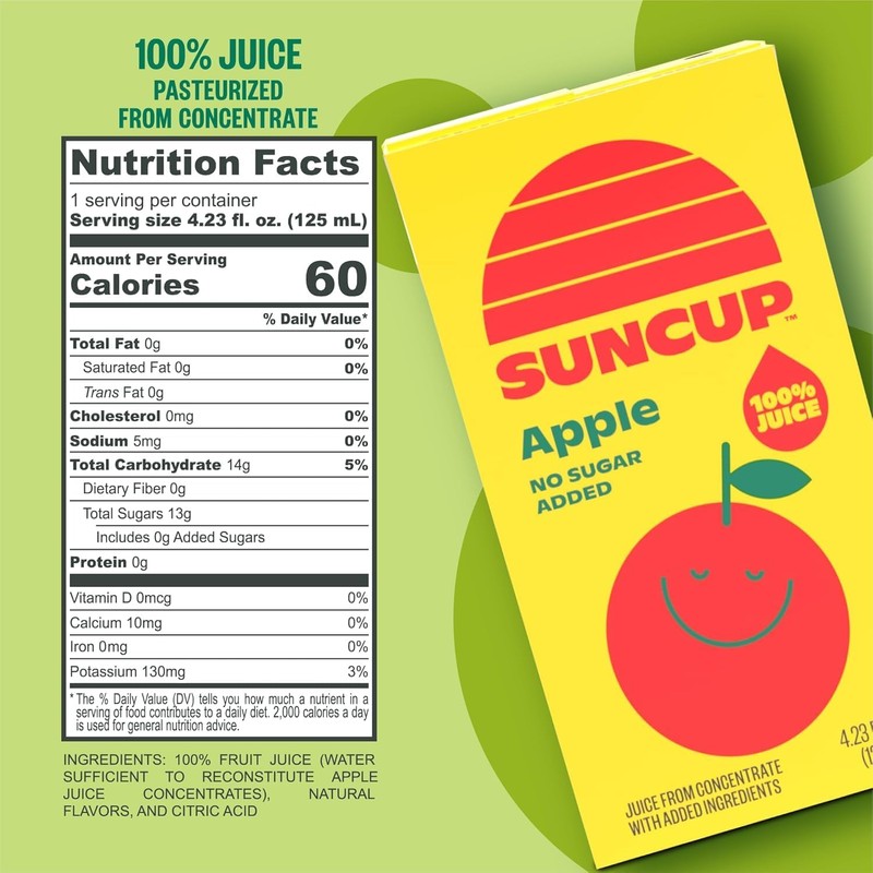 SunCup Juice - Apple Juice (40 Pack) 4.23 oz Juice