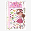 Growth Record Height Chart Wall Sticker Girl with Umbrella 3ea