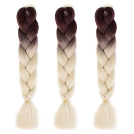 Feibin 30 Colors Wig Extensions Set of 3 Braid Gradient Braid Hair Accessories Assorted Wigs Hair Bundles Wig Hair Extensions Hair Accessories Hair Accessories Hair Accessory Hip Hop Reggae Dance Hair Arrangement (31# Gray)