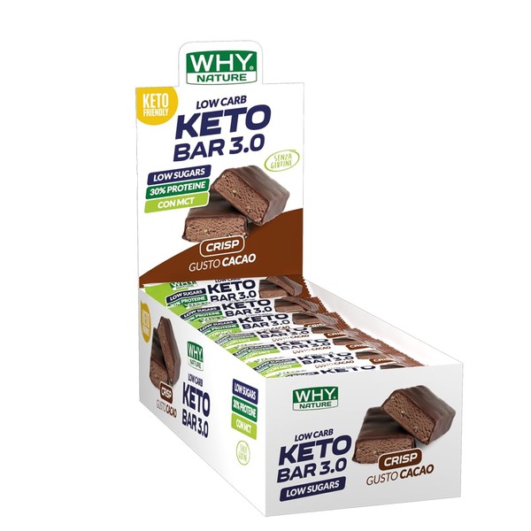 WHY NATURE KETOBAR 3.0 - Chocolate Covered Protein Bars - Protein Snacks for Ketogenic Diet - Cocoa Flavour - Box of 28 Pieces - 30 g
