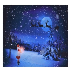 Christmas Tapestry Polyester Fiber Xmas Tree Santa Claus Pattern Hanging Carpet for Home Bedroom Party230x180cm / 90.6x70.9in