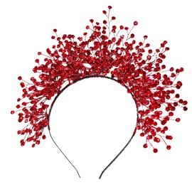 HNYYX Crystal Headpiece for Women, Hair Accessories for Wedding Festival Party Dresses,Boho Rhinestone Headband (Red, One Size)