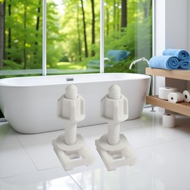 2Pcs White Plastic Toilet Seat Screws and Nuts with Washers,Hinge Bolts Screws Hinges Replacement Parts for Mounting Toilet Seats Toilet Lid Toilet Seats Home Improvement