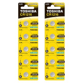 Toshiba CR1216 3V Lithium Coin Cell Battery Pack of 10