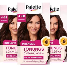 Palette Tint Cream 4-68 Red Brown (3 x 115 ml), Temporary Colouration without Ammonia for Gentle Grey Hair Coverage, Hair Colour for Gradual Washing, Lasts up to 28 Hair Washes