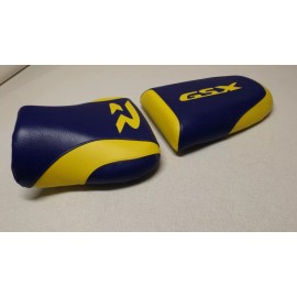 CUSTOM SEAT COVERS FRONT/REAR BLUE/YELLOW SEAT COVERS WILL FIT SUZUKI GSX 600R/750R/1000