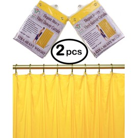 Venice Collections 2-Pack Heavy Duty 100% Water Repellent, 10 Mil, Durable Shower Curtain Liner with Reinforced Header, Rustproof Grommets, & Weighted Magnetic Hem Yellow