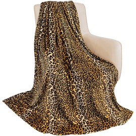 MACEVIA Flannel Fleece Twin Blanket for Couch, Leopard Print Blankets for Adult, Lightweight Cozy Soft Cheetah Blanket for Bed Sofa 260GSM, Suitable for All Seasons (Brown Leopard,60x80inches)