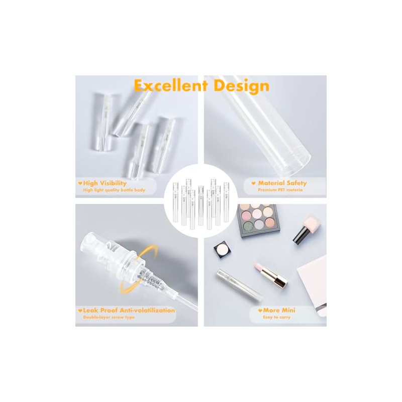 Chiallco Mini Perfume Sample Bottles, 10 Pack 5 ml Plastic