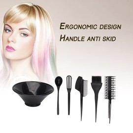 Kit de Teñido para Teñir el Cabello de Salón Profesional, Kit de Tinte para el Cabello de 6 Piezas, Juego de Brochas y Tazones para Teñir el Cabello, Tazón para Mezclar, Peine y