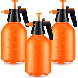 Nuogo 3 Pcs Handheld Pump Sprayer, 0.5 Gallon Manual Garden Sprayer Orange Pressure Sprayer Pump Spray Bottle with Adjustable Brass Nozzle for Lawn Plants Weeds Spraying Watering