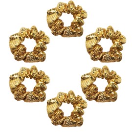 6 Pack Sparkly Sequin Cheer Team Scruncci Slap Bracelet Sleepover Party Hair Scrunchies Ponytail Holder Elastic Hair Bands Scrunchy Hair Ties Hair Accessories for/Show/School Performance (Gold)