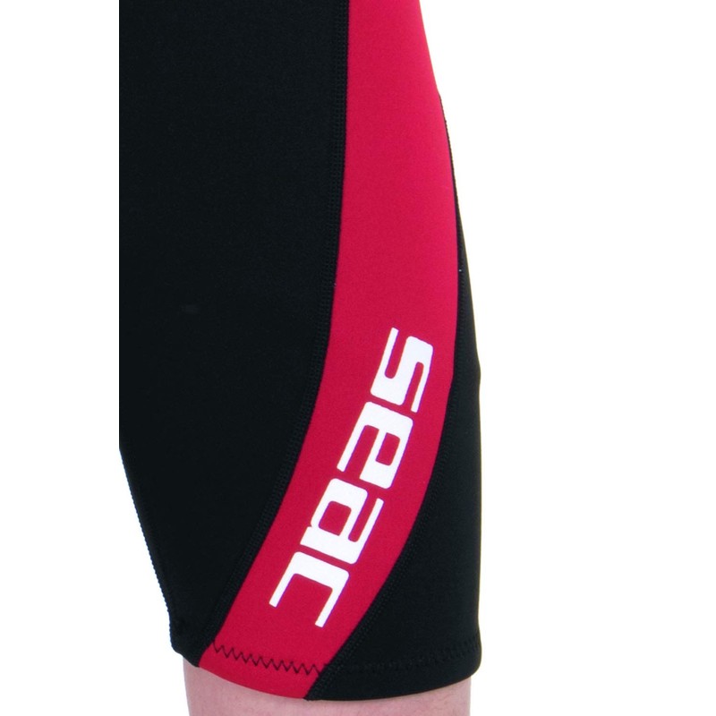 SEAC Youth Ciao Kid Shorty Wetsuit with Front Zipper, Black/Red,