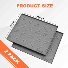 2PCs Washer and Dryer Covers for the Top, 25.6''x 23.6'' or 23.6"x19.7" Silicone Waterproof and Non-slip Washer Dryer Top Protector for Laundry Kitchen Home (2 Pcs 23.6"x19.7", Dark Gray)