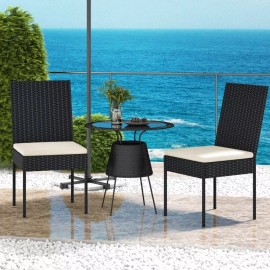 COSTWAY Set of 2 Patio Outdoor Garden Furniture Rattan Wicker Dining Chairs w/Cushions