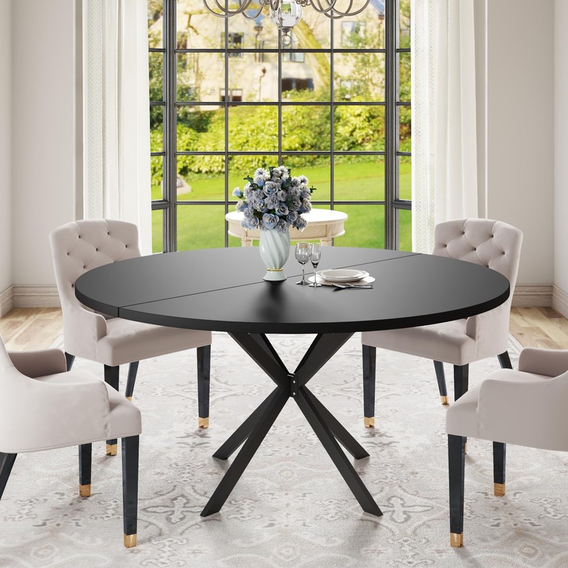 47.24" Round Dining Table, Modern Dining Room Table for 4-6