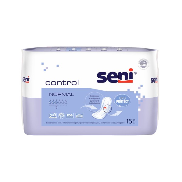 Seni Control Normal 13453 Incontinence Pads with 3 Drops Pack of 15