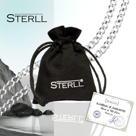 STERLL Mens Sterling Silver Chain Necklace. No Pendant. Ecological Packaging. Small Gifts for Men, Sterling Silver