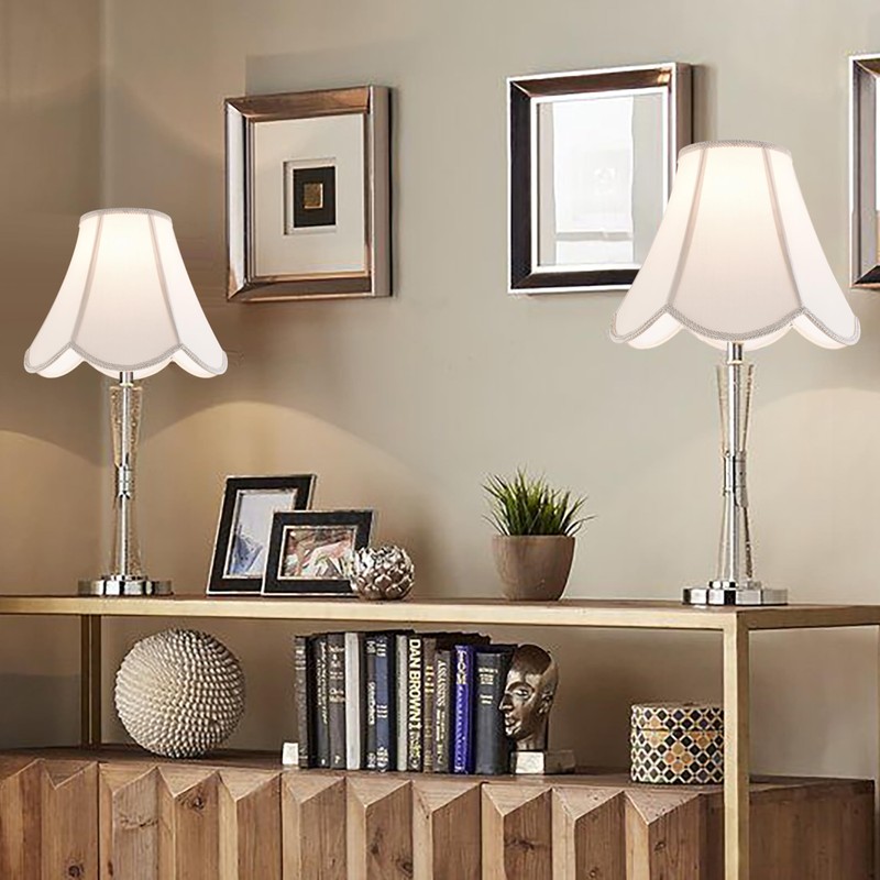 GO&SO 6x13x10.6" Barrel Lamp Shades (Spider) Yellowish Beige Scalloped Lamp