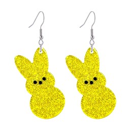 Dreuyet Easter Earrings Cute Bunny Acrylic Earrings Colorful Egg Bunny Carrot Happy Easter Drop Ear-rings for Women Holiday Jewelry Accessories (Gold)