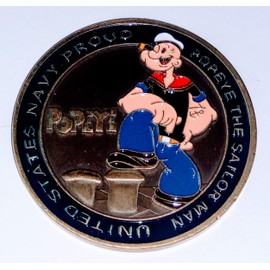 Navy Proud Popeye Sailor Colorized Challenge Art Coin