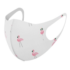 Design Mask, Set of 2, Polyester, Washable, Cloth Mask, Unisex, 010552, Flamingo, White, Pink