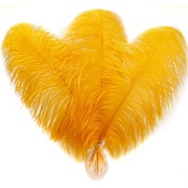 Larryhot Gold Large Ostrich Feathers - 10pcs 16-18 inch Feathers for Vase,Gatsby Wedding Party and Home Decorations(Luxury Gold)