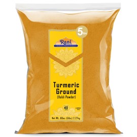 Rani Turmeric (Haldi) Root Powder Spice, (High Curcumin Content) 80oz (5lbs) 2.27kg Bulk ~ All Natural | 100% Pure, Salt Free | Vegan | Gluten Friendly | NON-GMO | Kosher | Indian Origin