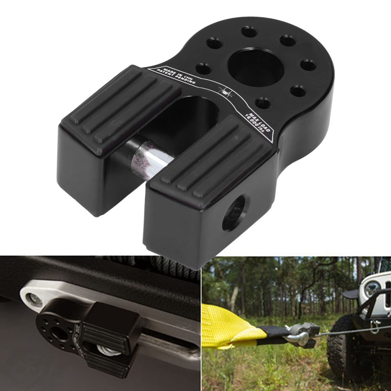 Flat Winch Shackle Mount with 16000LB Rubber Side Guard, Aluminum