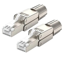 WOOJA RJ45 Connector CAT7 Network Connector – Pack of 10 Field Assemblies Shielded for Tool-Free Installation KAT7 Kaegorie 7 Toolless Plug LAN Connector Category 7