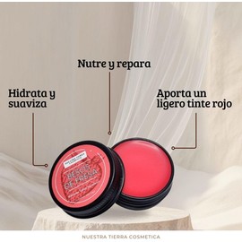 Nuestra Tierra Cosmética Besos de Fresa, Bálsamo Labial Reparador Orgánico, 14 grs